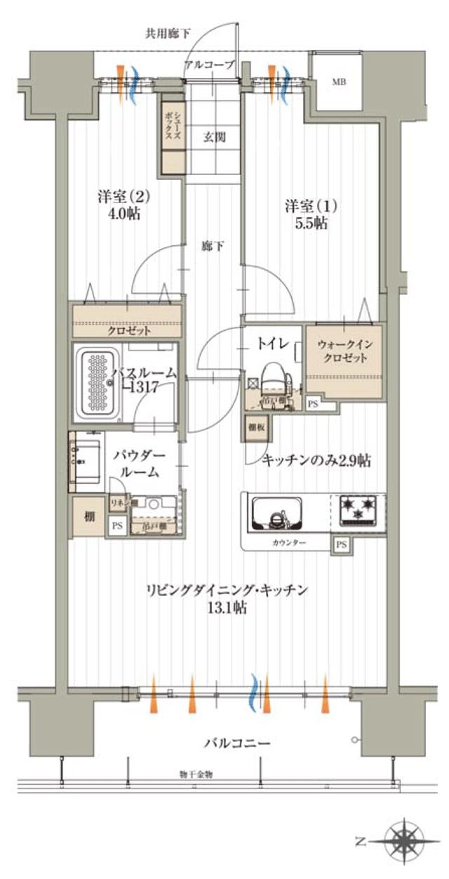 アルファステイツ名取大手町の間取り図　G：2LDK＋ウォークインクロゼット