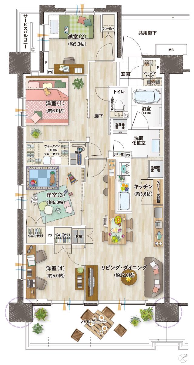 ルピアグランデみずほ台の間取り図　B1：4LDK+N+WIFC+SIC