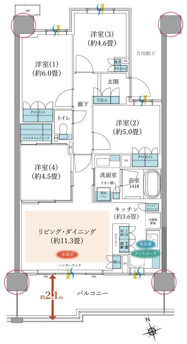 TOKYO LINK WITH TOWN PROJECT（東京リンクウィズタウンプロジェクト）の間取り図　A8：4LDK