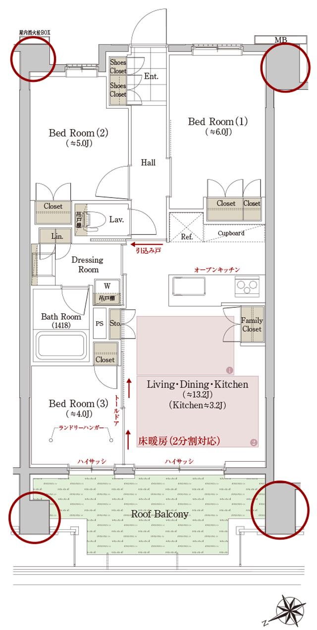 ヴェリテージ葛西の杜の間取り図　O1：3LDK