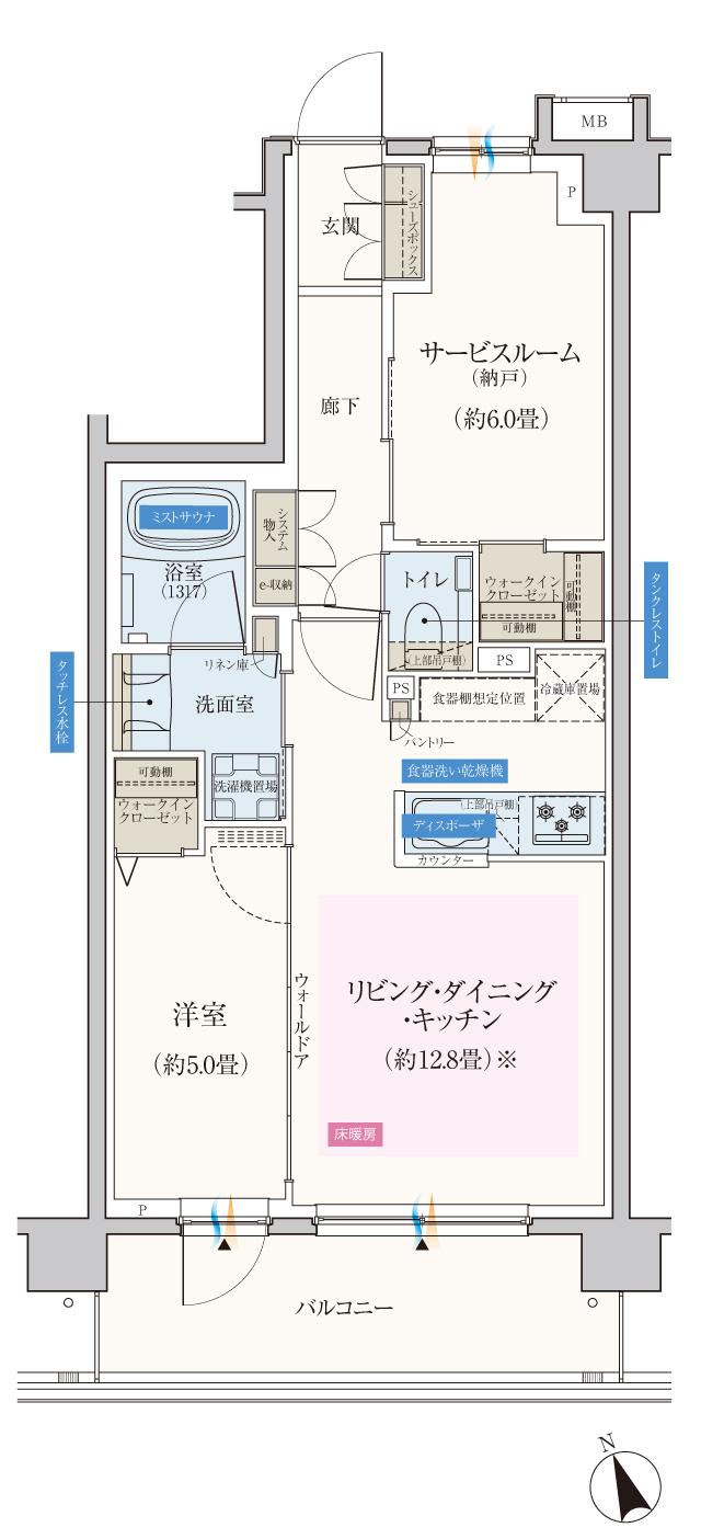 エクセレントシティ船橋夏見台の間取り図　C：1LDK+S+2WIC
