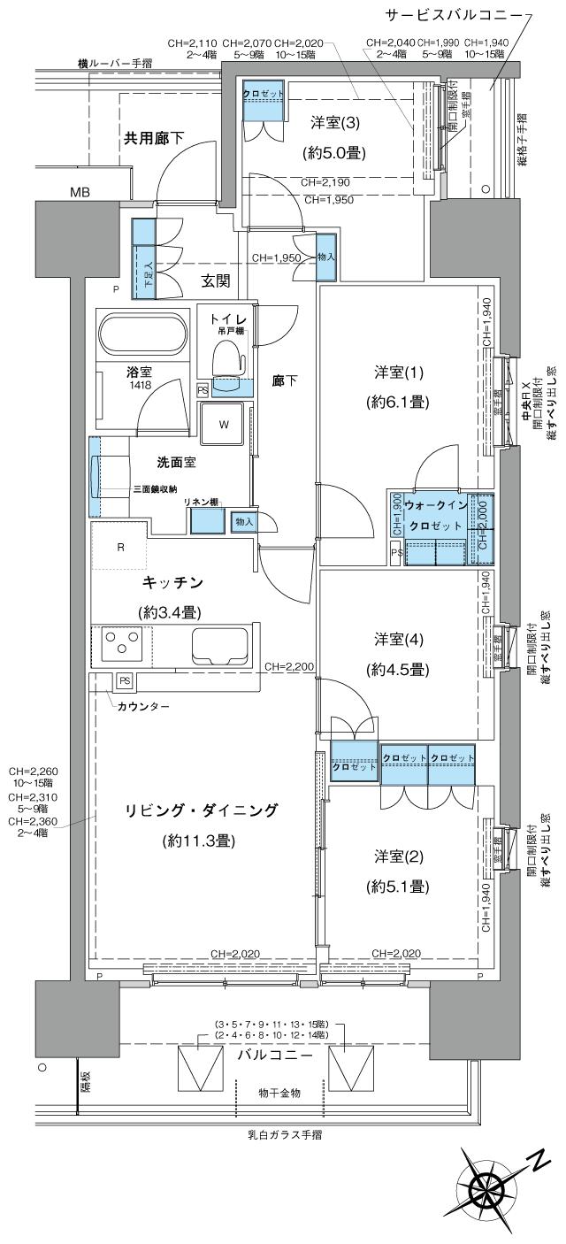 Brillia(ブリリア)City ふじみ野の間取り図　B-L：4LDK+WIC