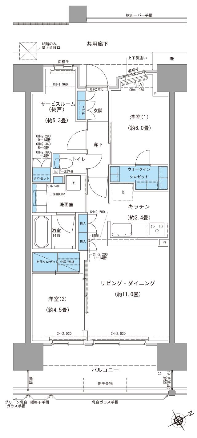 Brillia(ブリリア)City ふじみ野の間取り図　C-G：2LDK+S+WIC