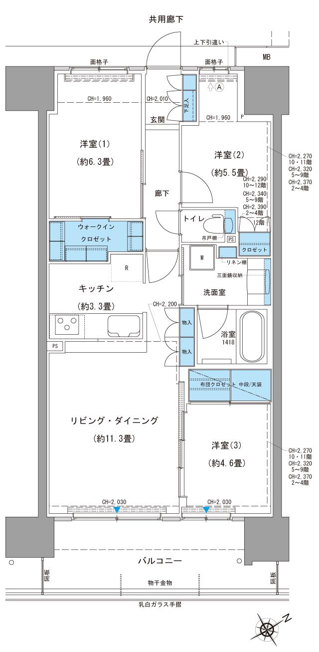 Brillia(ブリリア)City ふじみ野の間取り図　C-K：3LDK+WIC