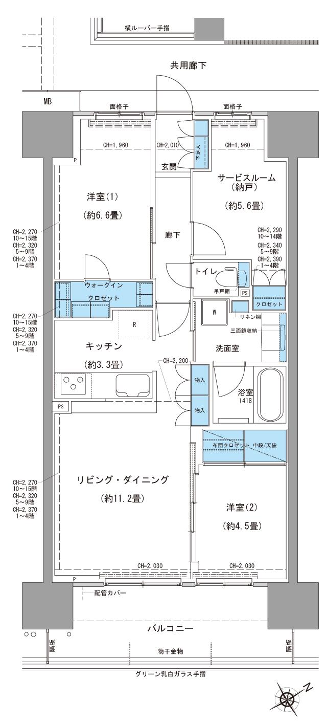 Brillia(ブリリア)City ふじみ野の間取り図　C-F：2LDK+S+WIC