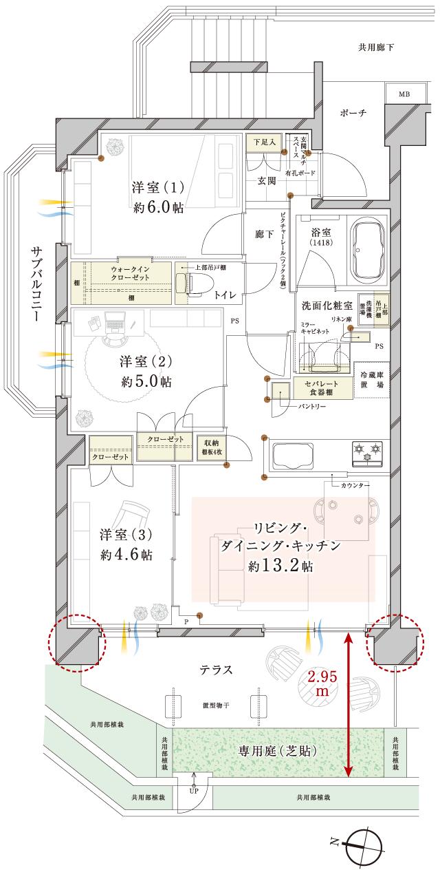 ルピアコートふじみ野フィオーレの間取り図　Ag：3LDK+WIC