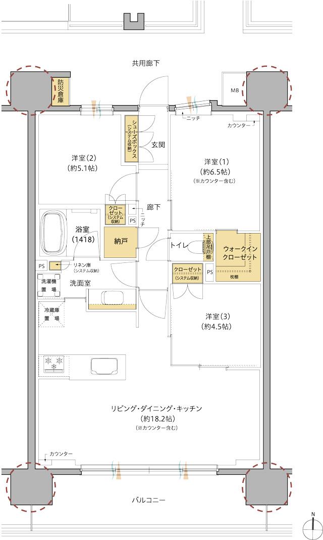 レ・ジェイド海老名の間取り図　SD：3LDK+N+WIC