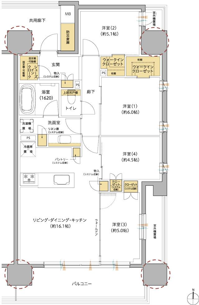 レ・ジェイド海老名の間取り図　SF：4LDK+2WIC+SIC