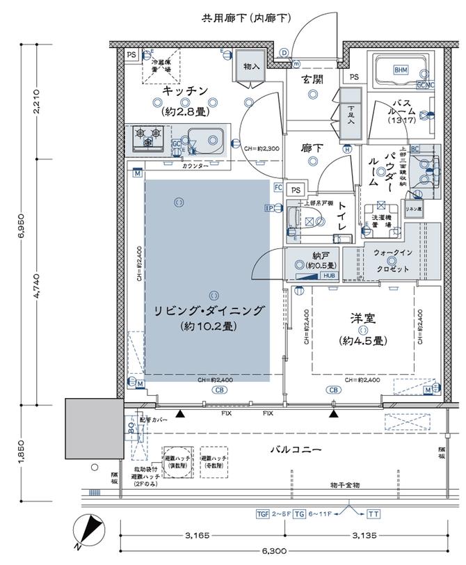 シティタワーズ東京ベイの間取り図　II-45P2-1：1LDK+N+WIC
