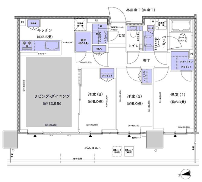 シティタワーズ東京ベイの間取り図　III-75M-1：3LDK+N+WIC+SIC