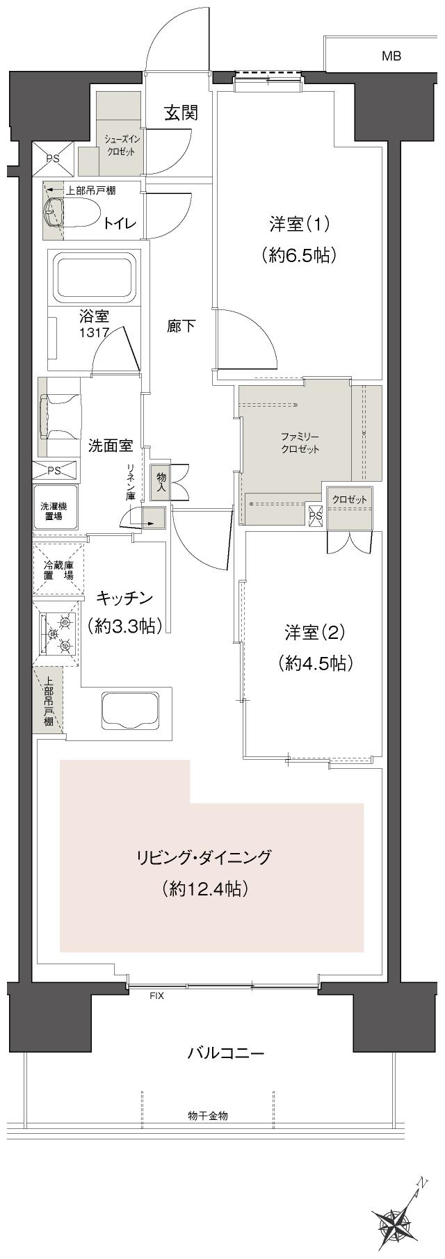 レーベン東川口III・IV　projectの間取り図　IV-B：2LDK+FC+SIC