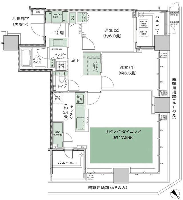シティタワー武蔵小山の間取り図　T-K_MENU1：2LDK+N(納戸)+WIC(ウォークインクロゼット)+SIC(シューズインクロゼット)