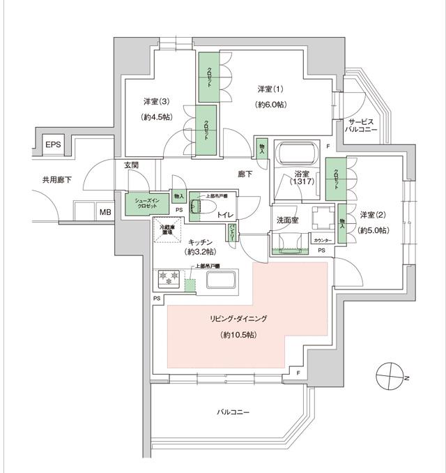 ジェイグラン国立の間取り図　I：3LDK+SIC