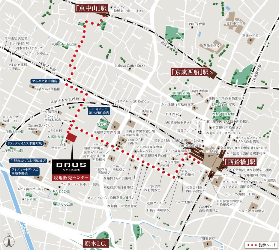 バウス西船橋のモデルルーム案内図