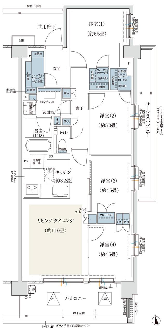 バウス一之江の間取り図　B7：4LDK+2WIC+SIC+FS