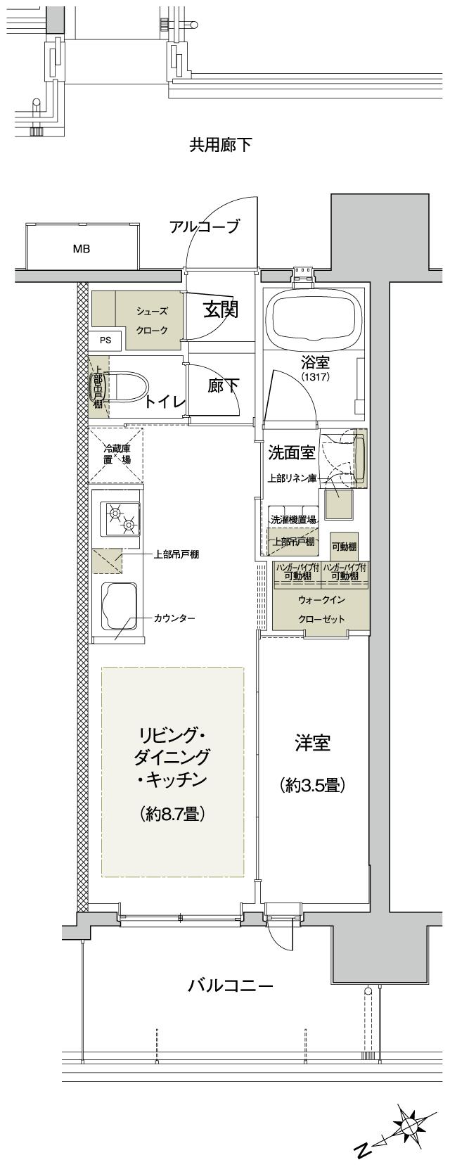 ランカ横浜磯子の間取り図　A1：1LDK
