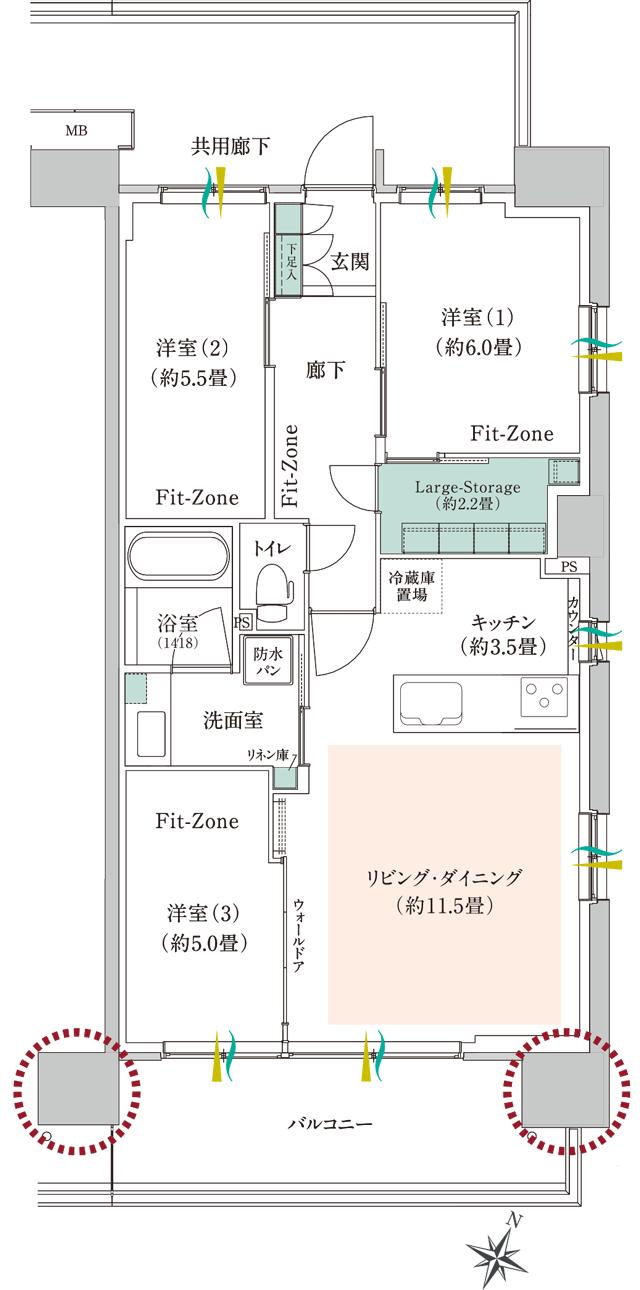 マツドリーム プロジェクト／ルネ松戸みのり台の間取り図　I：3LDK+LS
