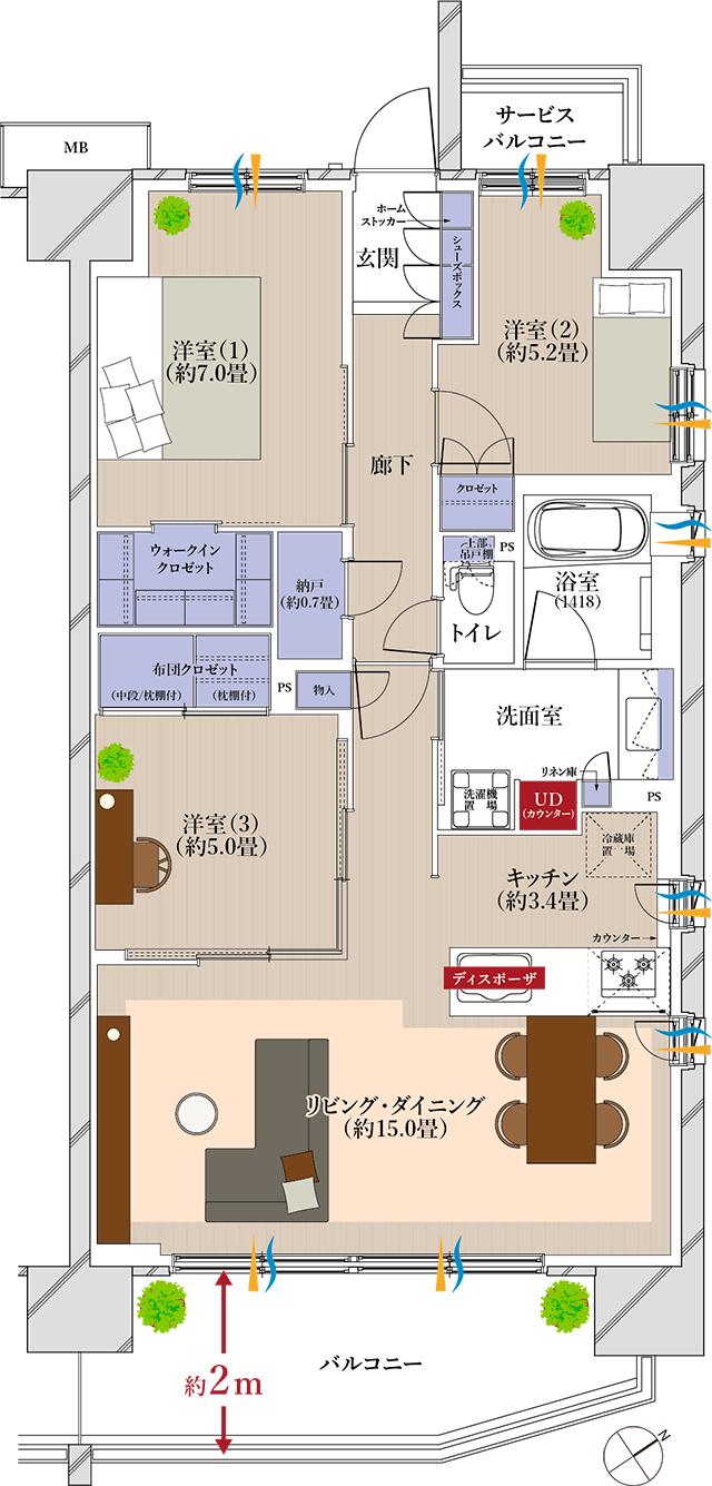 ツクミラの間取り図　L：3LDK+N+WIC