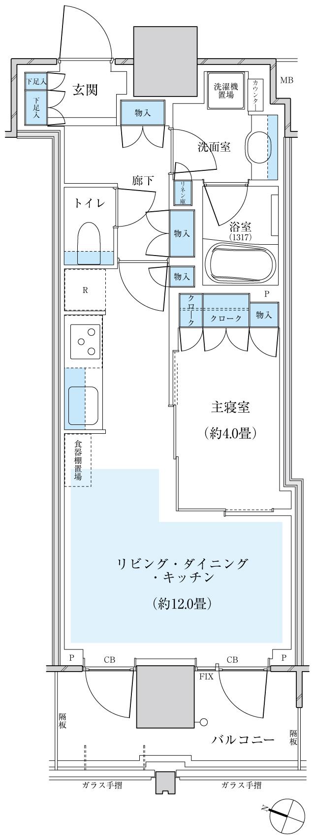 パークシティ小岩 ザ タワーの間取り図　42W：1LDK