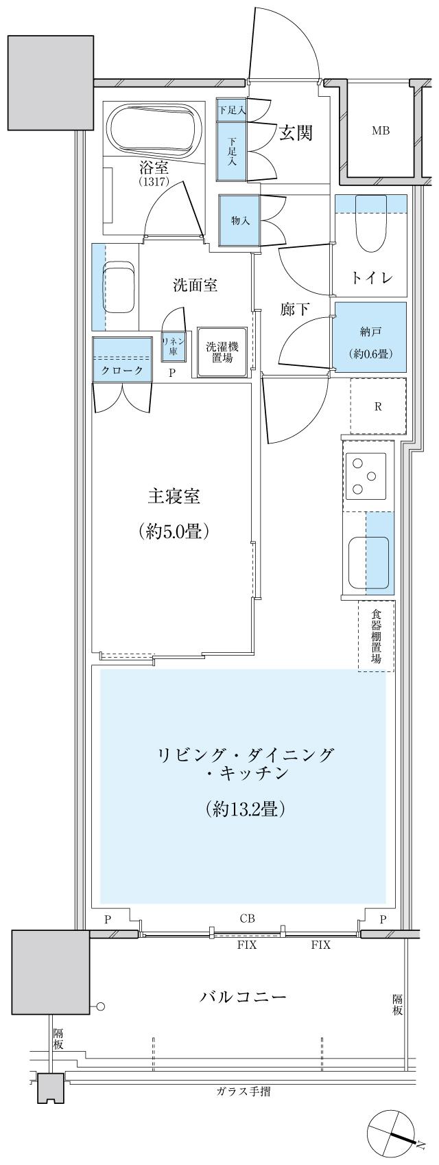 パークシティ小岩 ザ タワーの間取り図　44E：1LDK+N