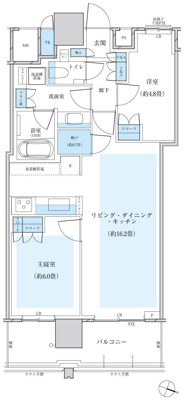 SUUMO】間取り図（61E）詳細 - パークシティ小岩 ザ タワー