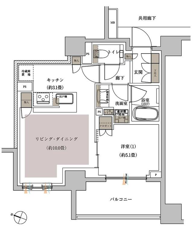 Brillia(ブリリア)方南町の間取り図　40G：1LDK