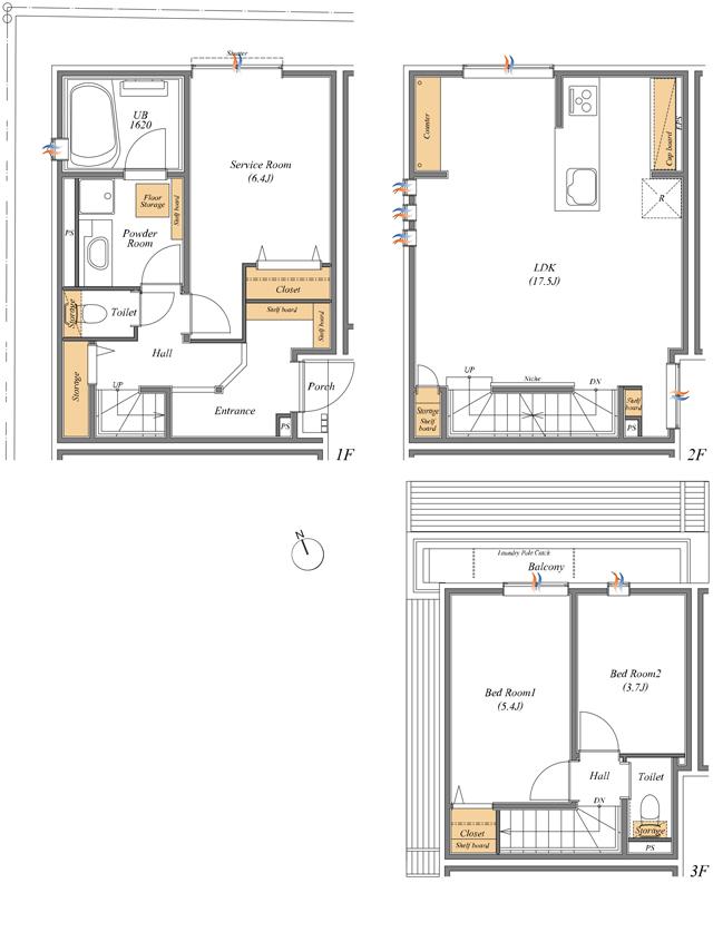 リムテラス新宿PREMIUMの間取り図　102：2LDK＋S