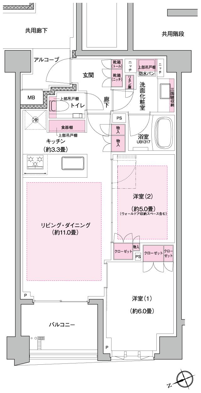 プラウド吉祥寺本町の間取り図　C：2LDK