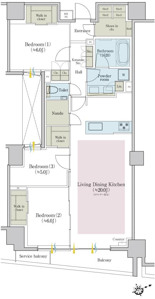 海老図　K-020-1BR3 HIKAWA GARDENS AKASAKA 1階 2SLDK+DEN(5.9帖) 2024106110｜高級