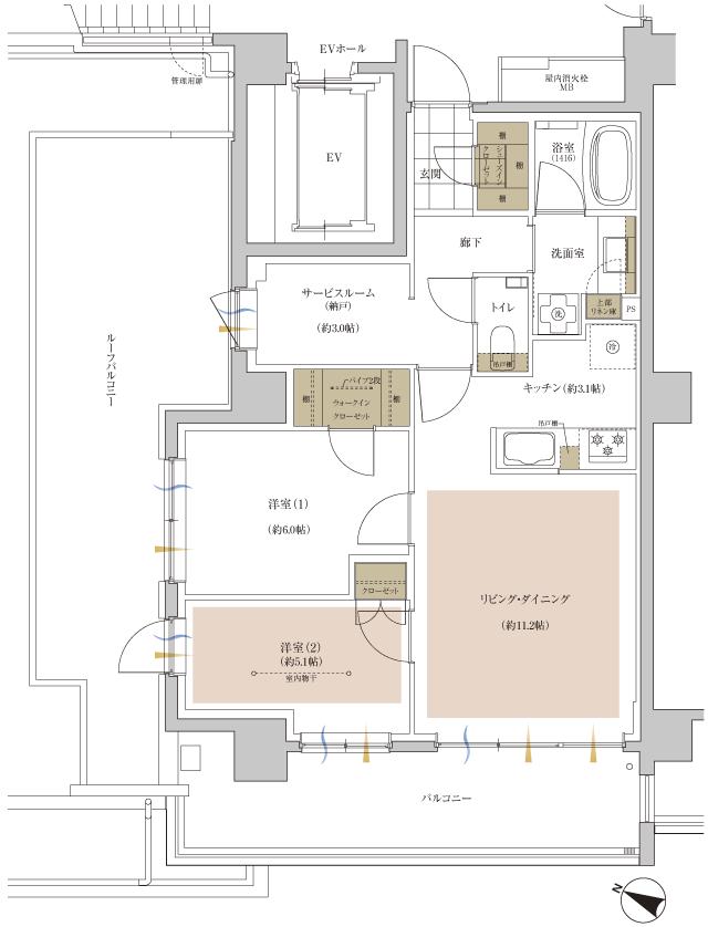 アネシア志木本町の間取り図　Nr：2LDK+S+WIC+SIC