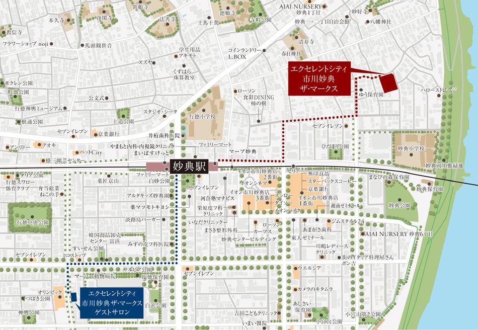 エクセレントシティ市川妙典ザ・マークスのモデルルーム案内図