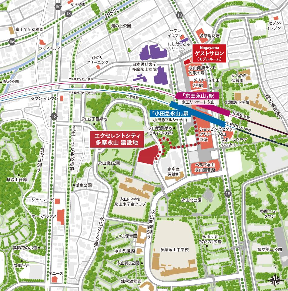 エクセレントシティ多摩永山のモデルルーム案内図