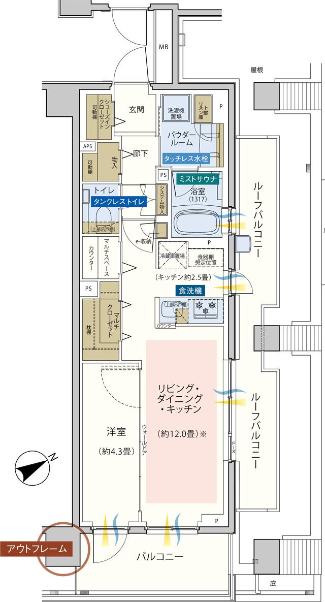 エクセレントシティ平井ザ・レジデンスの間取り図　Hr：1LDK+MCL+MS+SIC