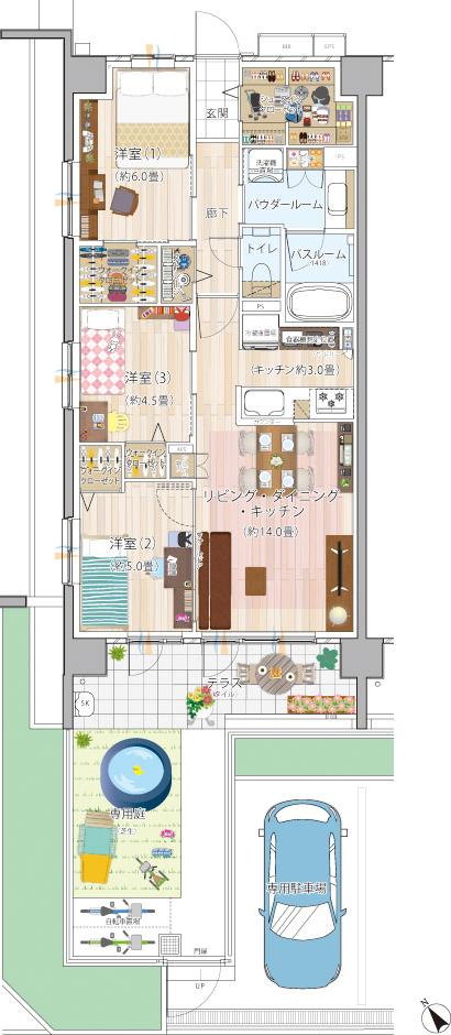 エクセレントシティ幕張 THE GRANの間取り図　Rg：3LDK+3WIC+ST+SIC