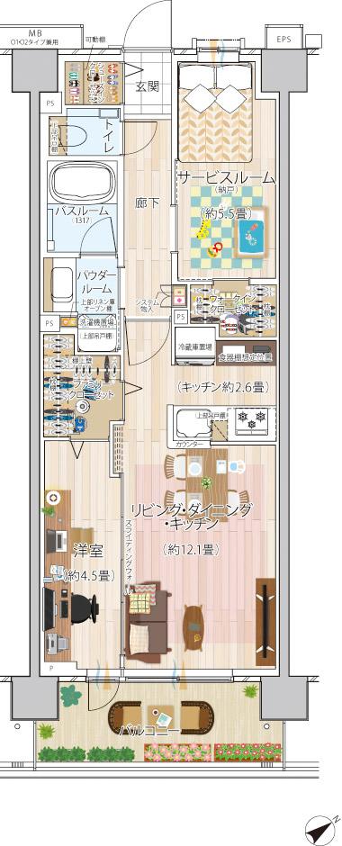 エクセレントシティ幕張 THE GRANの間取り図　O2：1LDK+S+WIC+FC+SIC
