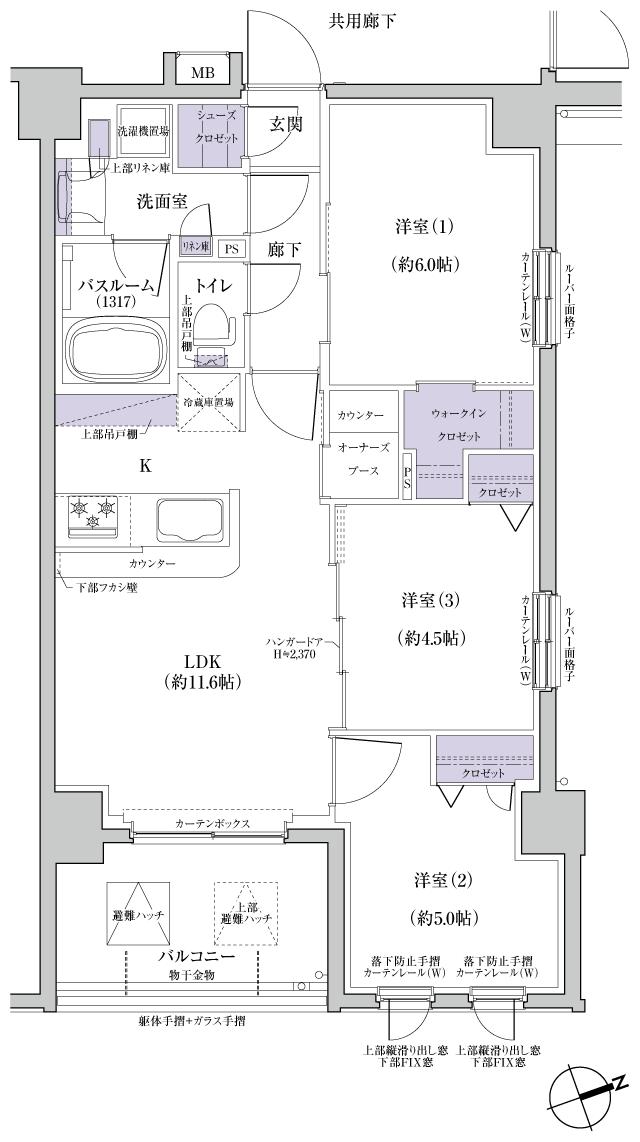 ブリシアヒルズ藤沢の間取り図　G：3LDK+WIC+O