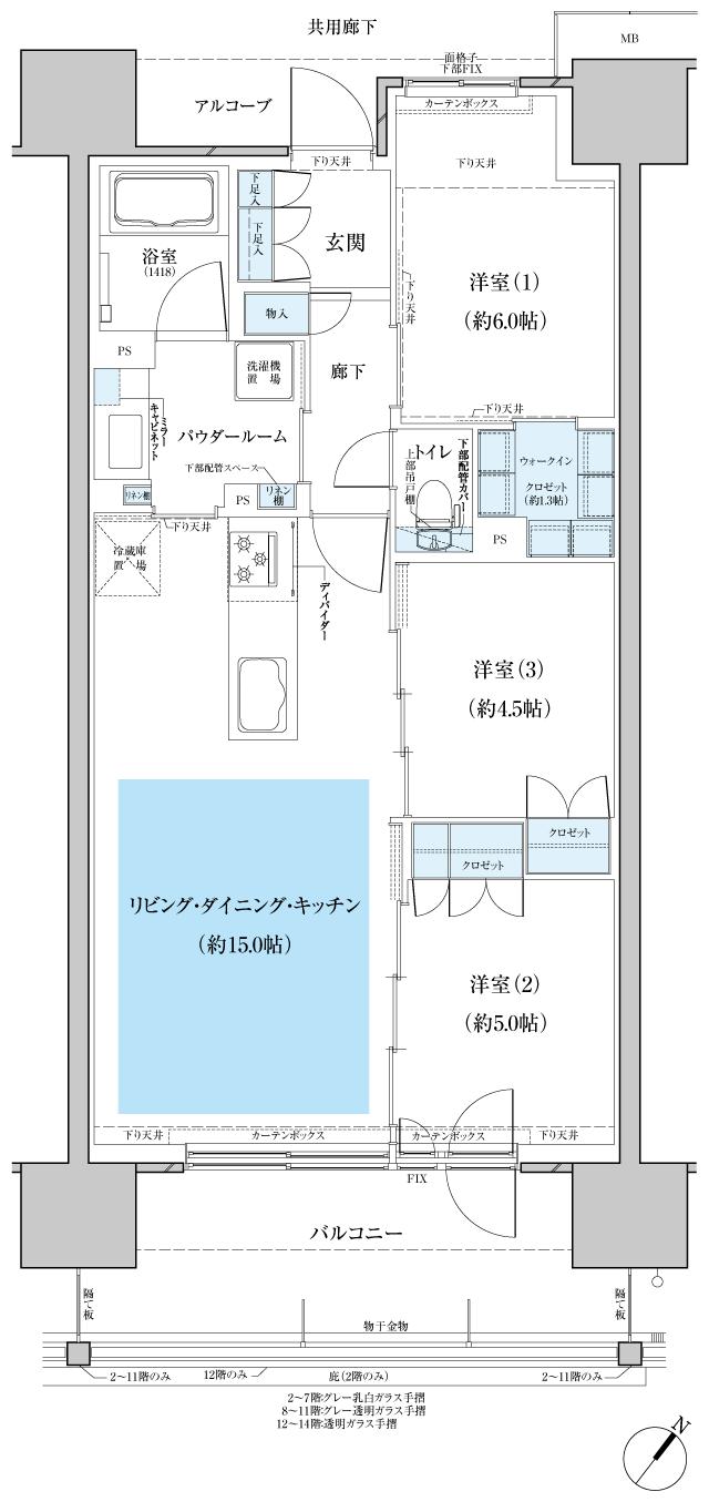 ファインセントラルシティの間取り図　Bb：3LDK+WIC