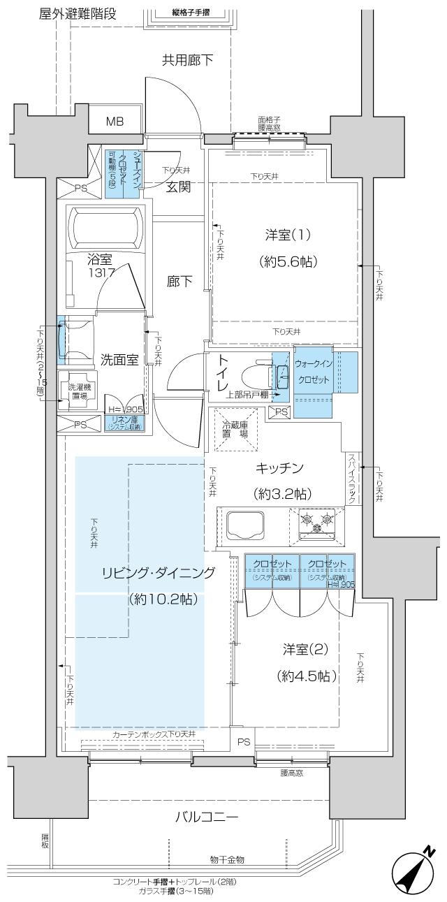 レーベン川越南大塚GENIXの間取り図　C：2LDK+WIC+SIC