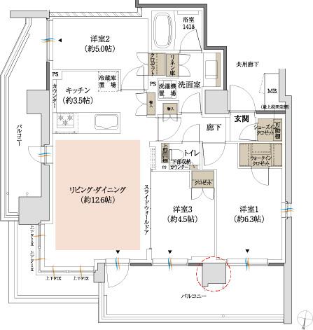 パークナード川口の間取り図　I：3LDK+WIC+SIC