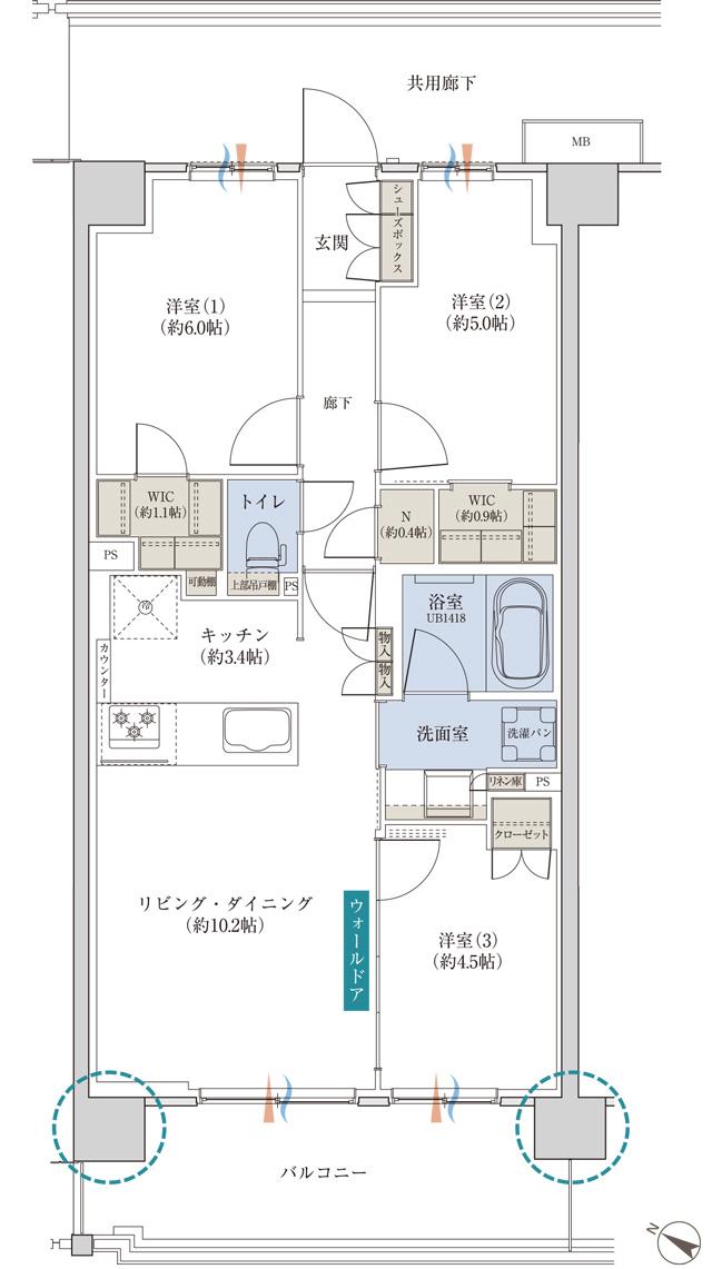プレディア南橋本の間取り図　Ba1：3LDK+2WIC+N