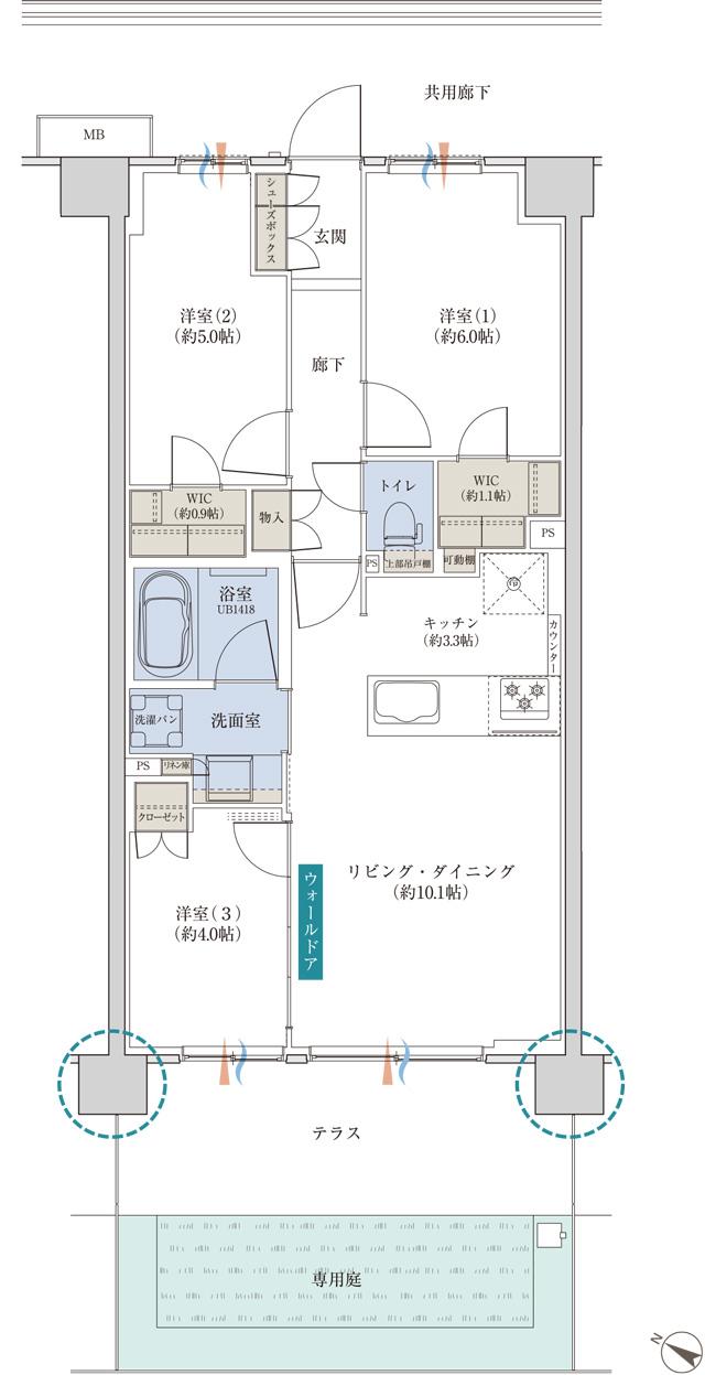 プレディア南橋本の間取り図　Aa1g：3LDK+2WIC