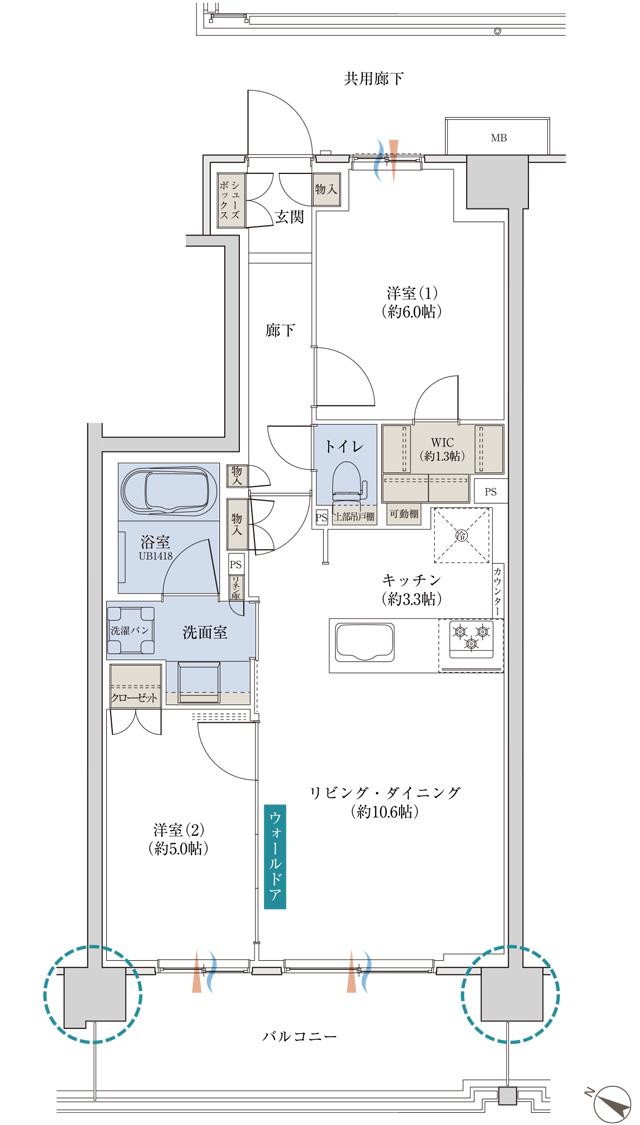 プレディア南橋本の間取り図　C1：2LDK+WIC