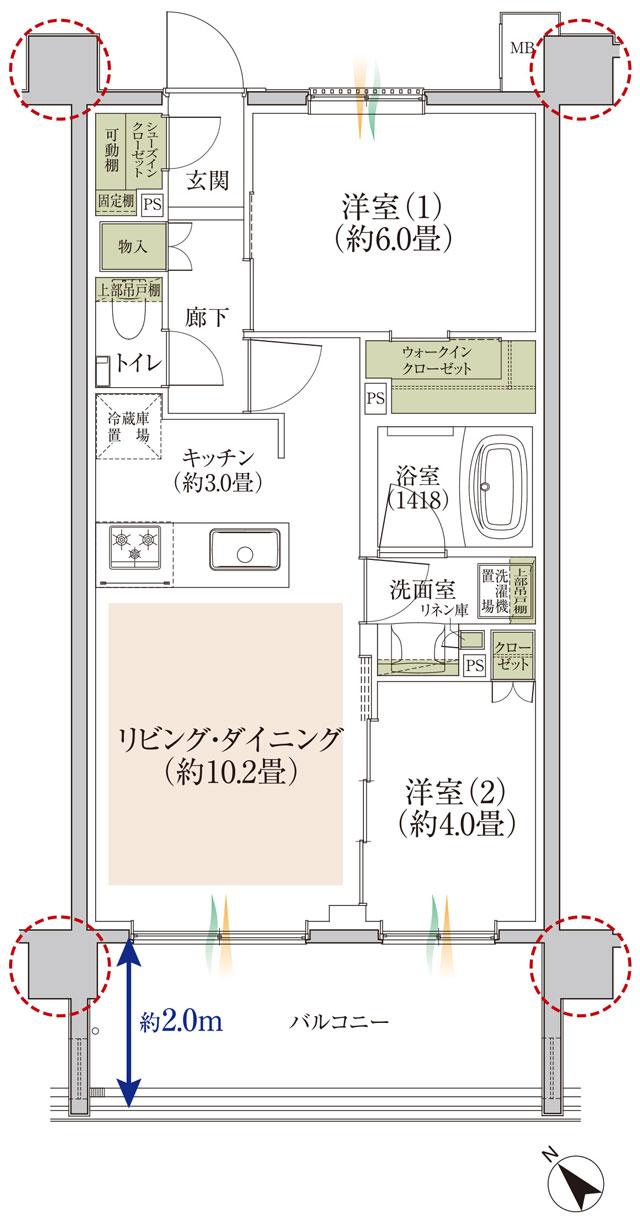 TOKYO WEST GARDEN PROJECT/東京ウエストガーデンPJの間取り図　B：2LDK+WIC+SIC