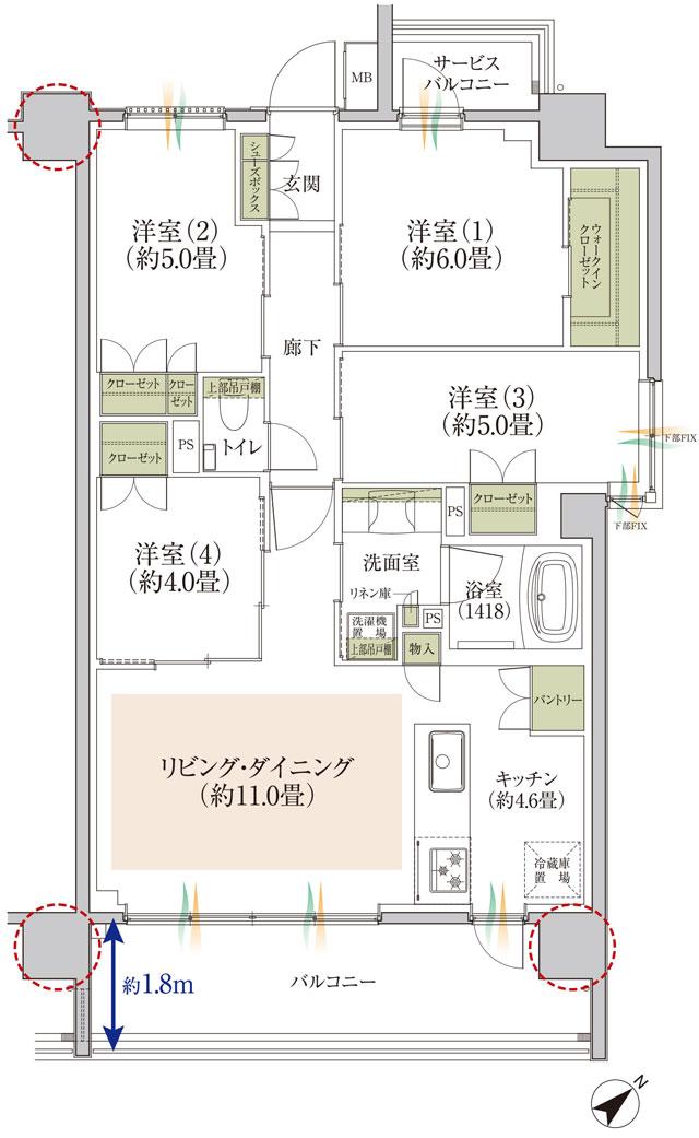 TOKYO WEST GARDEN PROJECT/東京ウエストガーデンPJの間取り図　K：4LDK+WIC