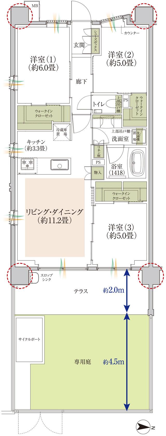 TOKYO WEST GARDEN PROJECT/東京ウエストガーデンPJの間取り図　Lg：3LDK+3WIC