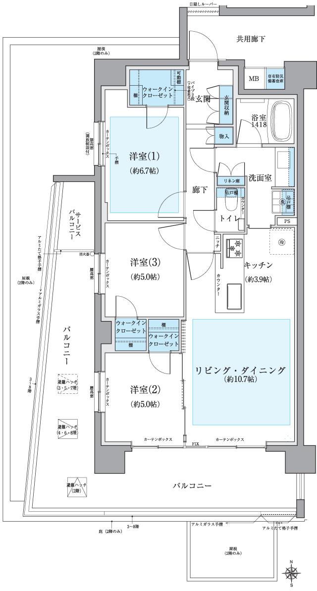 ANESIA THE CENTRAL（アネシア ザ・セントラル）の間取り図　D：3LDK+3WIC