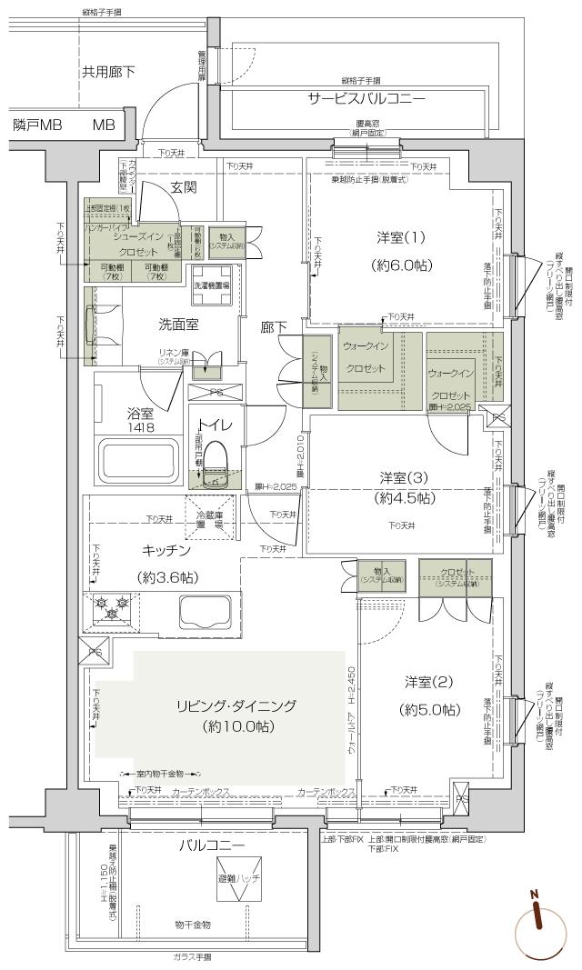 レーベン南流山 Torteの間取り図　F：3LDK+2WIC+SIC