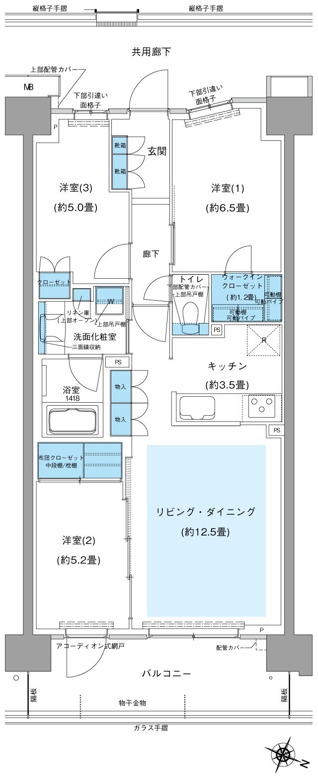 オハナ 高尾の間取り図　I：3LDK+WIC