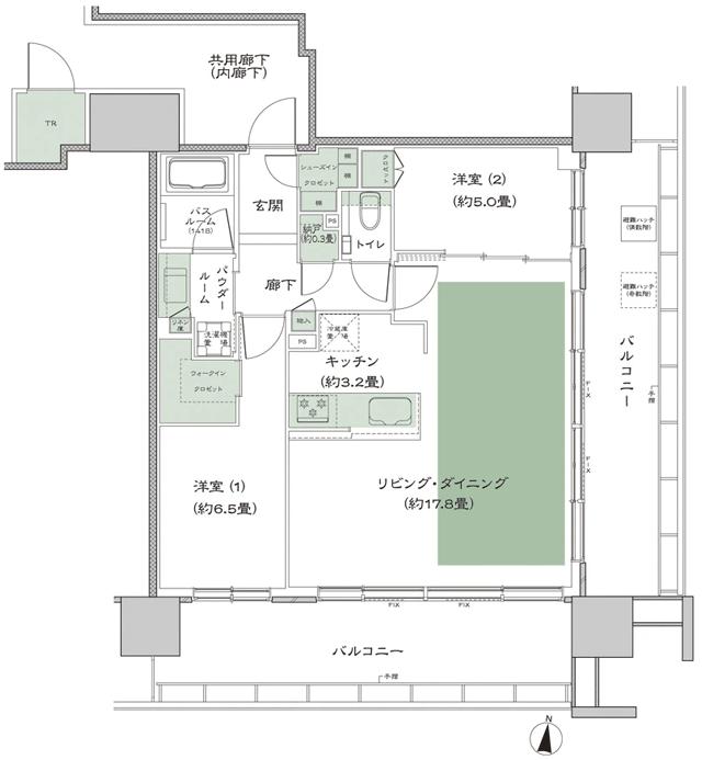シティタワー綾瀬の間取り図　I_LD拡大：2LDK+N(納戸)+WIC(ウォークインクロゼット)+SIC(シューズインクロゼット)