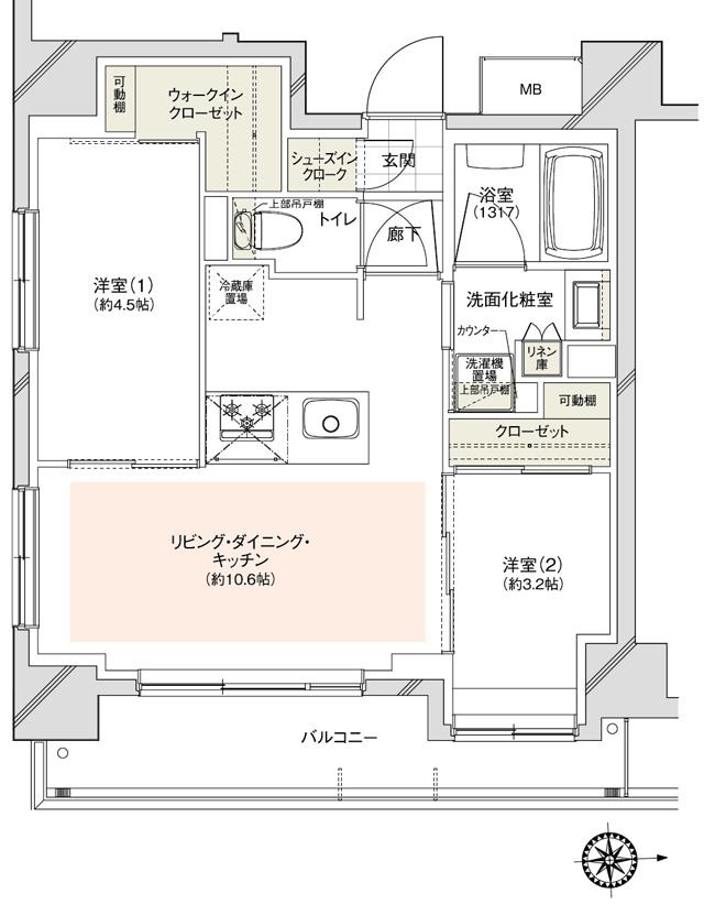 ラ・グラース本川越の間取り図　C：2LDK+SIC+WIC